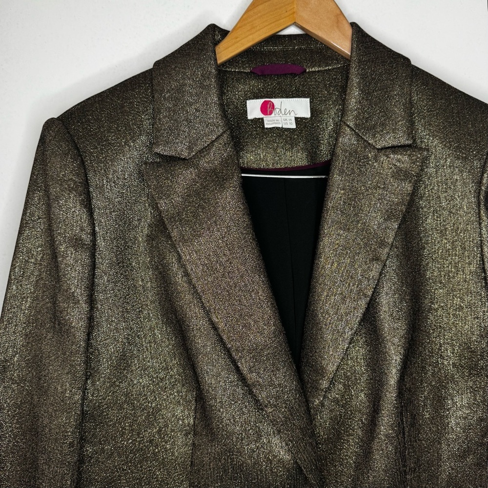 Boden Belgravia Bronze Metallic Party Blazer Jacket Women’s U.S. 10 - Picture 4 of 6